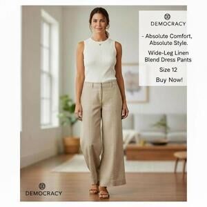 Democracy Wide-Leg Linen Blend Dress Pants Size 12